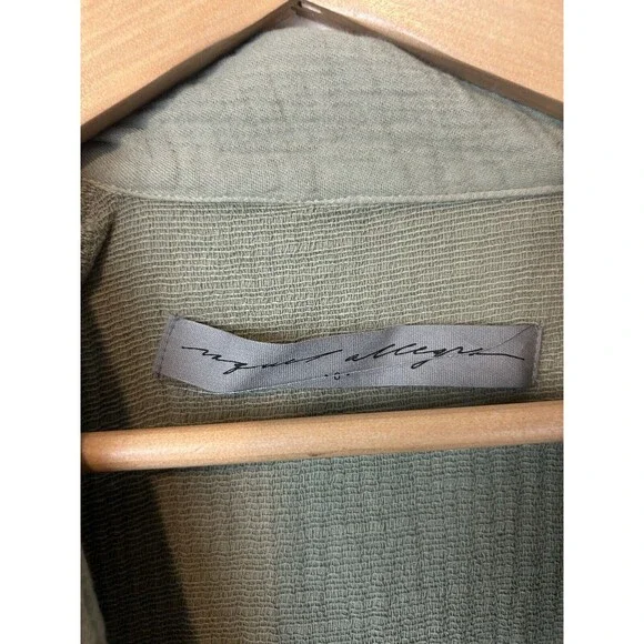 Raquel Allegra Jacket S Green Gauze Blazer Shawl Collar Lagenlook Kimono Cotton - Picture 3 of 5